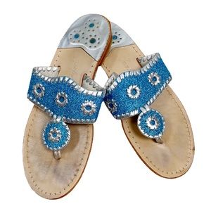 JACK ROGERS Blue Glitter Navajo Sandals 7M